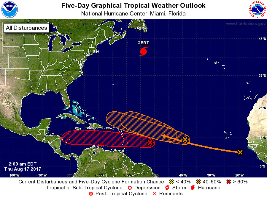 National Hurricane Center Says Invest 91L Will Duck Below The Virgin Islands And Go West Into Central America