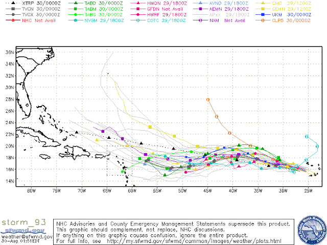 NOAA Issues Spaghetti Models Of Where Invest 93L Might Strike As Tropical Storm Irma Later In The Week