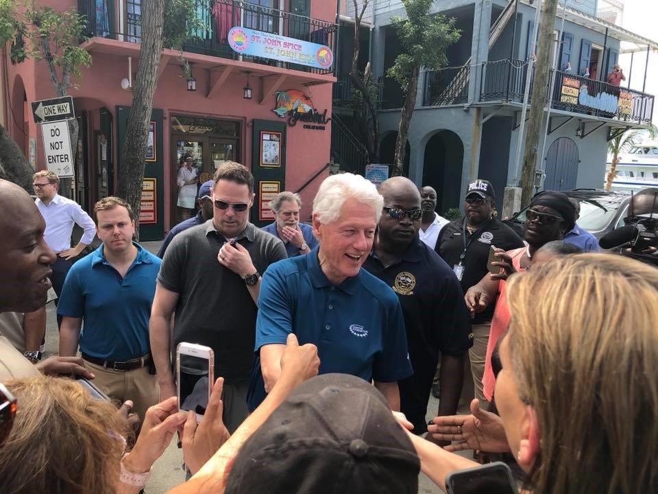 Former President Bill Clinton Tours St. Thomas and St. John and Promises Disaster Aid From Clinton Foundation