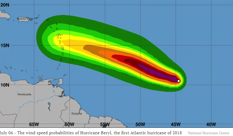 NHC: 'Tiny' Hurricane Beryl Is Barreling Towards Virgin Islands and Puerto Rico