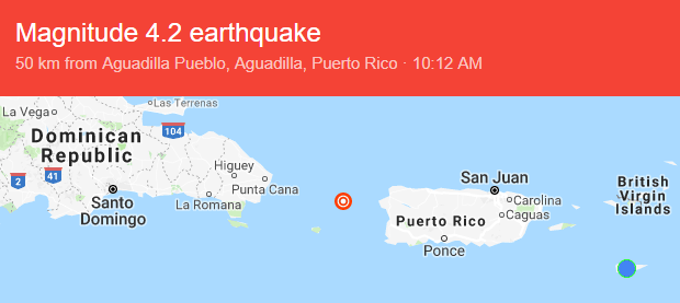 VITEMA: No Tsunami Threat From 4.2 Earthquake Near Puerto Rico This Morning