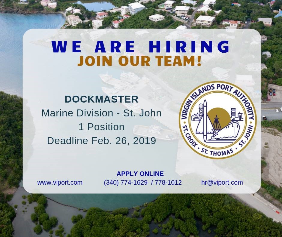 VIPA Says It Needs A New Dockmaster In St. John ... Deadline Is February 26