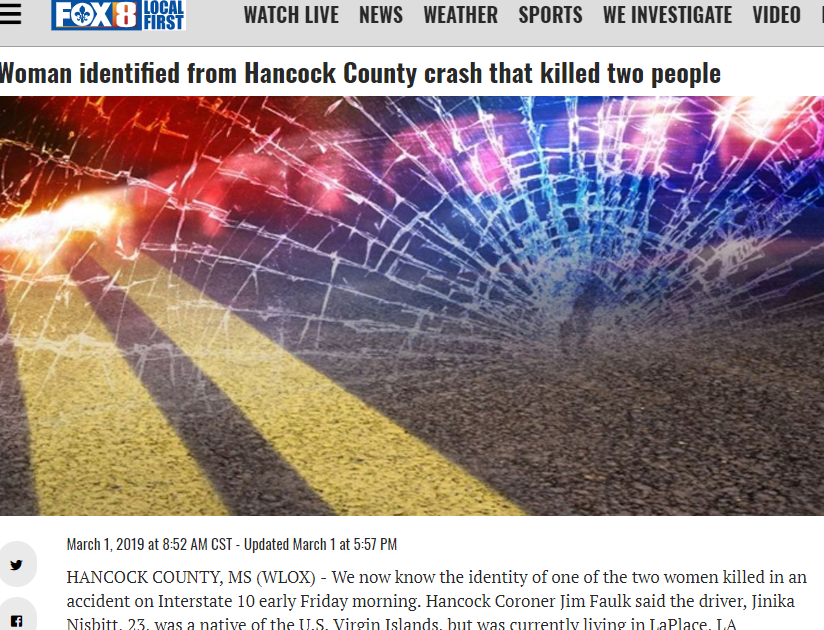 Two St. Croix Women Killed In Fatal Car Crash On U.S. Interstate In Mississippi