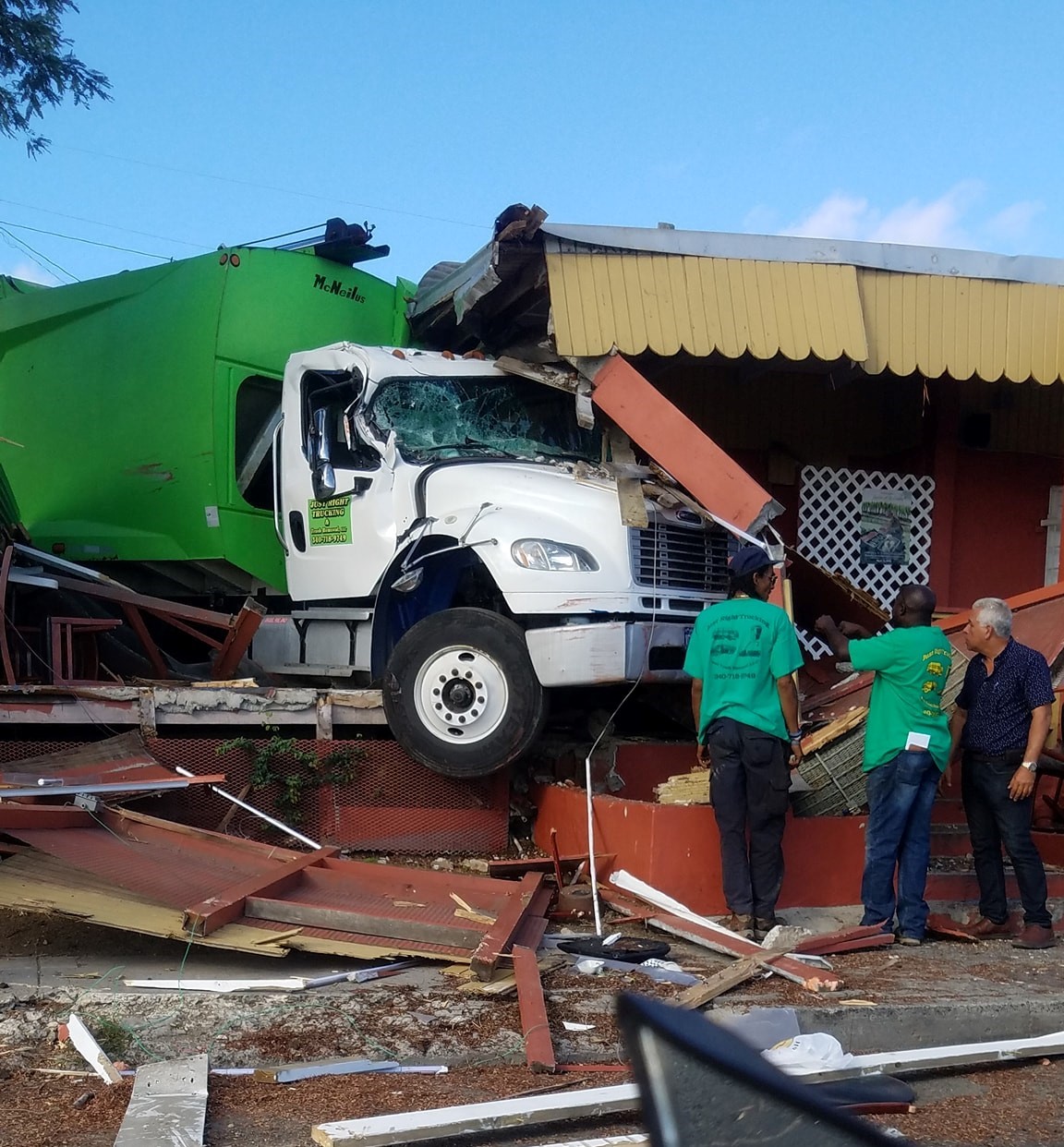 Garbage Truck Driver Loses Control Of Vehicle As It Hits St. Croix Bar & Restaurant