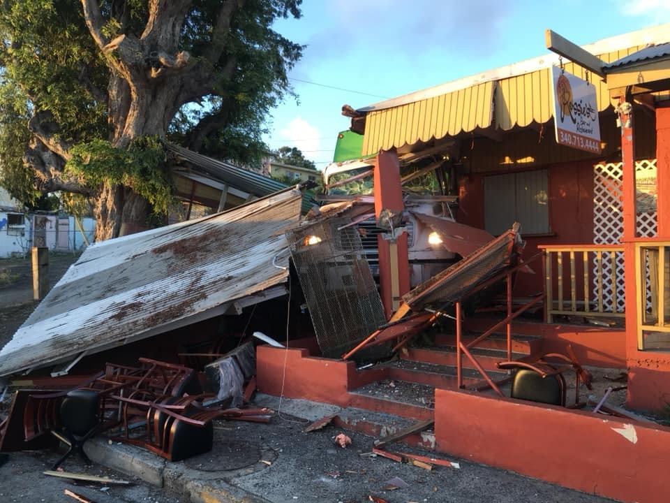 Garbage Truck Driver Loses Control Of Vehicle As It Hits St. Croix Bar & Restaurant