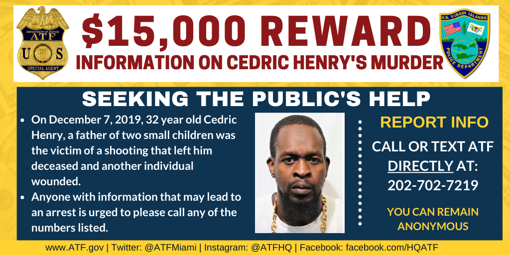 ATF And VIPD Offer Two ,000 Rewards For Information On 4 Murders