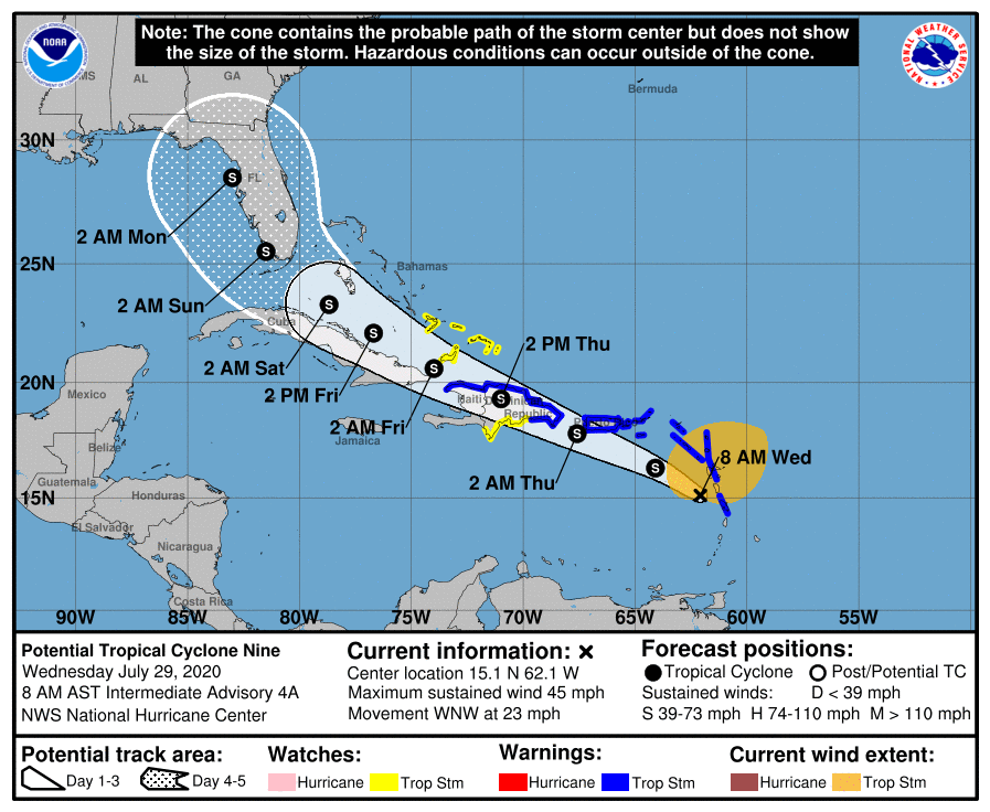 Tropical Cyclone Nine Spinning Towards U.S. Virgin Islands And Puerto Rico