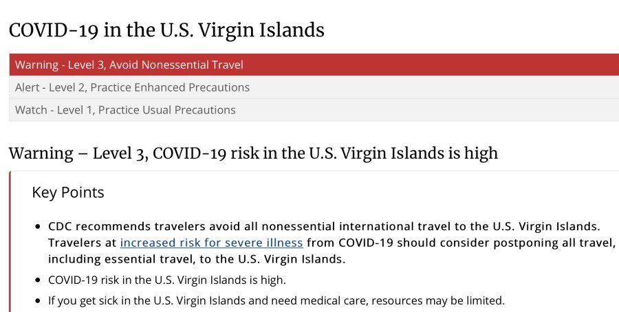 CDC Warns Americans Not To Come To U.S. Virgin Islands Due To 'High Risk' of Contracting COVID-19 Here