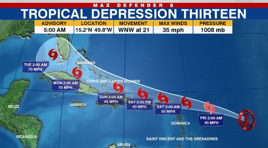 Tropical Depression 13 To Bring 1 To 3 Inches Of Rain To USVI As Tropical Storm Laura On Saturday: NHC