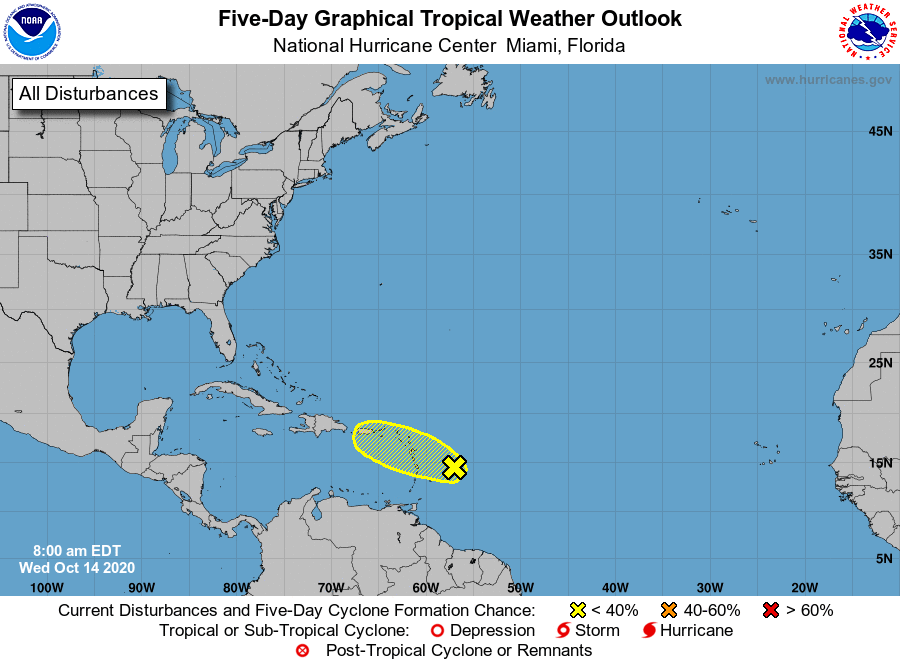 Compact Tropical Disturbance Moving Slowly Towards U.S. Virgin Islands And Puerto Rico