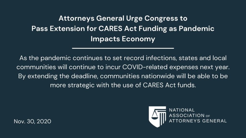AG GEORGE: 43 States, 5 Territories and D.C. Attorneys General Support Extension of CARES Act