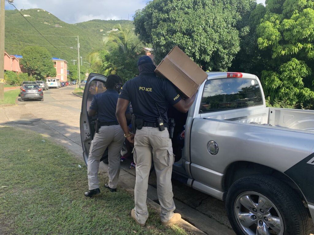 Kirwan Terrace Residents Get Free Boxes Of Food From The Virgin Islands Police Department