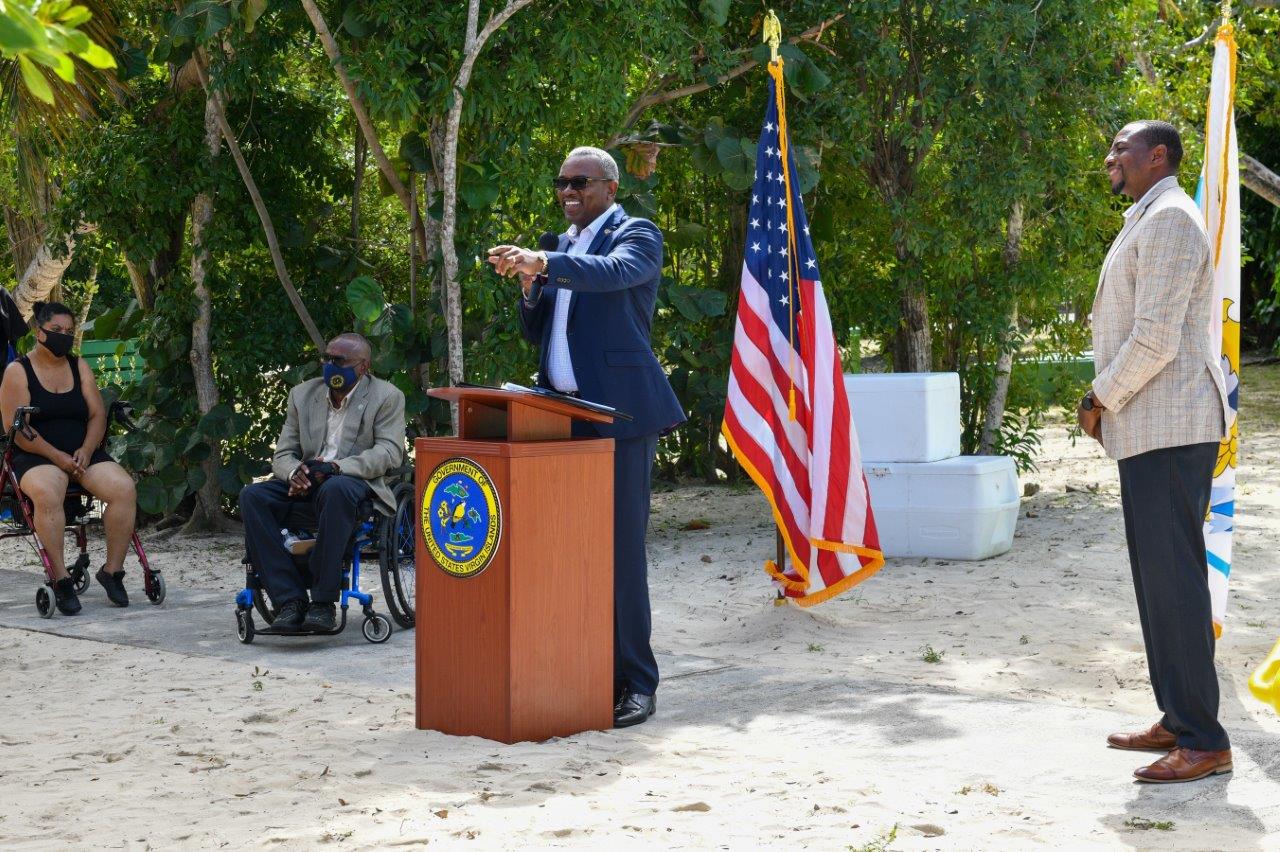 Bryan Unveils New Accessibility Aids for Disabled Persons at Magens Bay Beach In St. Thomas
