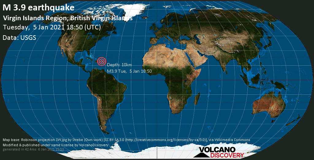 Magnitude 3.9 Earthquake Strikes Near Tortola In British Virgin Islands: USGS
