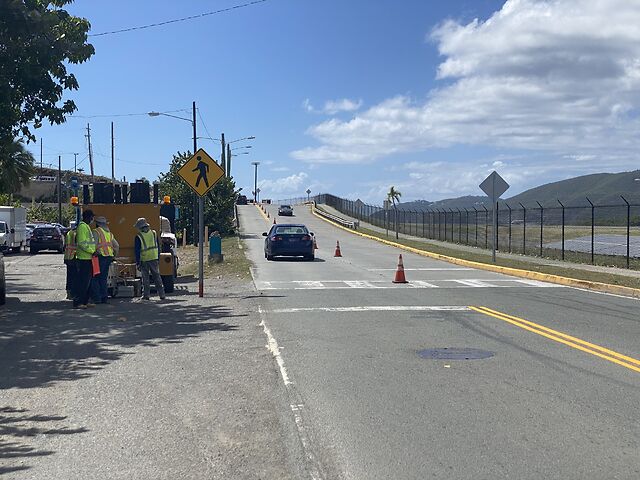 Road Striping Work Continues On Airport Road In St. Thomas, DPW Says