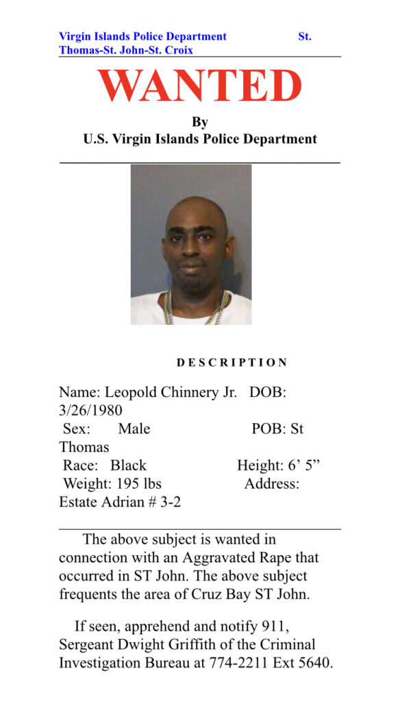 Former Resort Worker Leopold 'Stretch' Chinnery Jr. Wanted For Rape In St. John