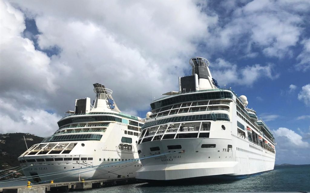 RCCL's Vision-Class Cruise Ships Dwarf Tiny Tortola Port; Will Leave This Weekend