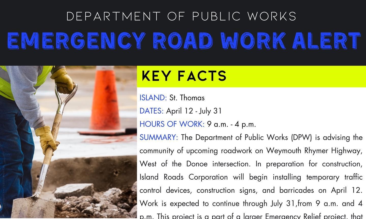 DPW Emergency Road Work Repairs To Weymouth Rhymer Highway Begin Today