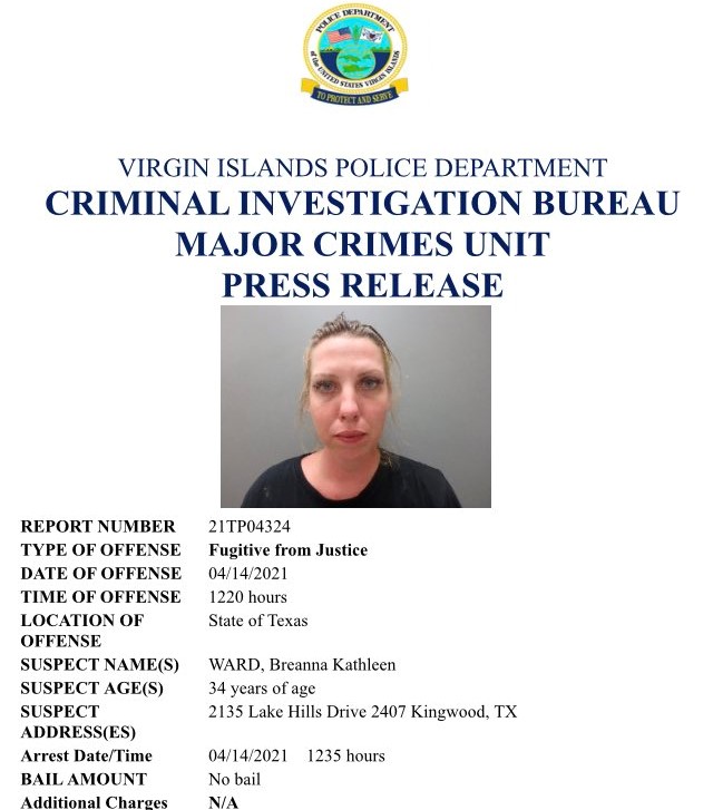 TEXAS TURNCOAT! Fugitive Female Flew To St. Thomas After Falsifying Form: VIPD