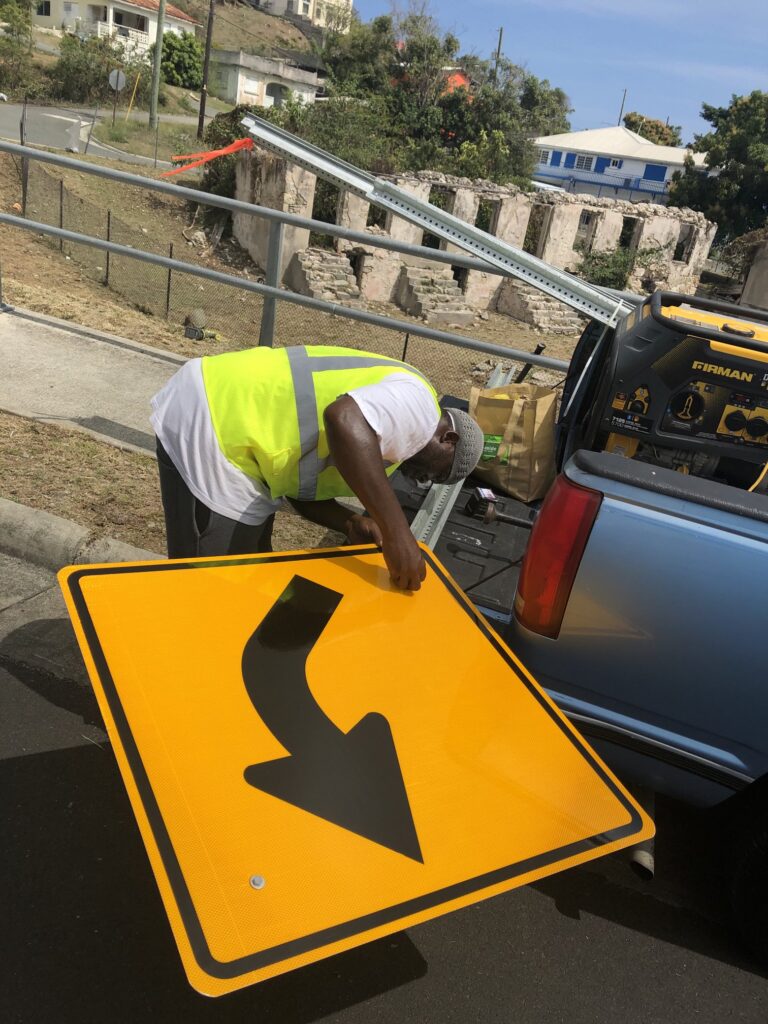 Public Works Continues To Restore Road Signs Damaged By Hurricane Maria In 2017