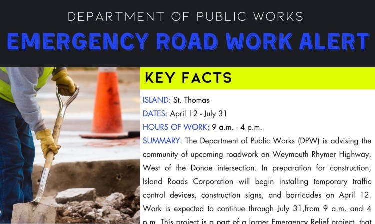 DPW: Emergency Relief Work Begins In St. Thomas and St. John This Week