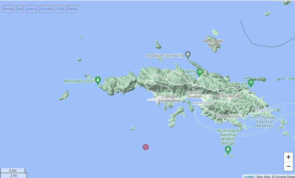 St. Thomas Hit By Moderate 3.4 Magnitude Earthquake Early This Morning: USGS