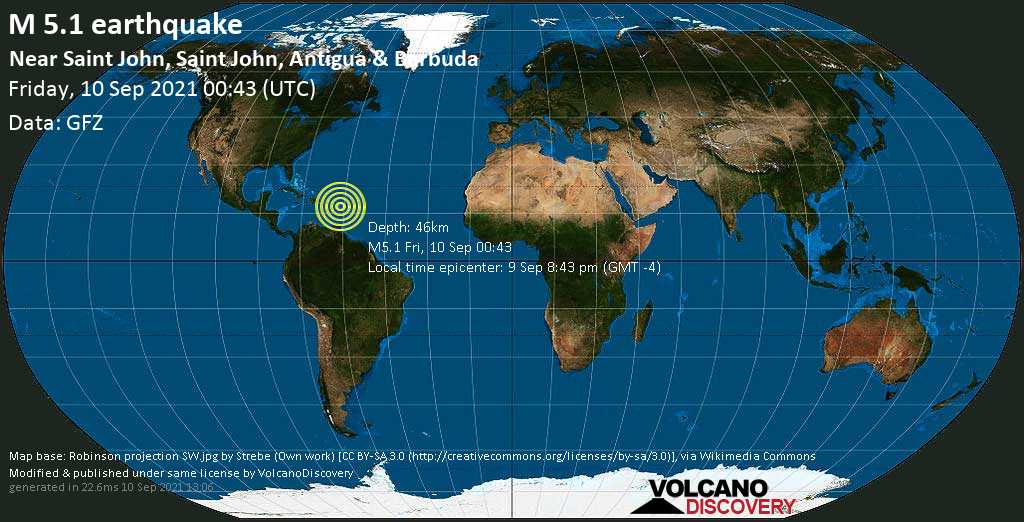 Moderate 5.1 Magnitude Earthquake Strikes Near Guadeloupe And Antigua