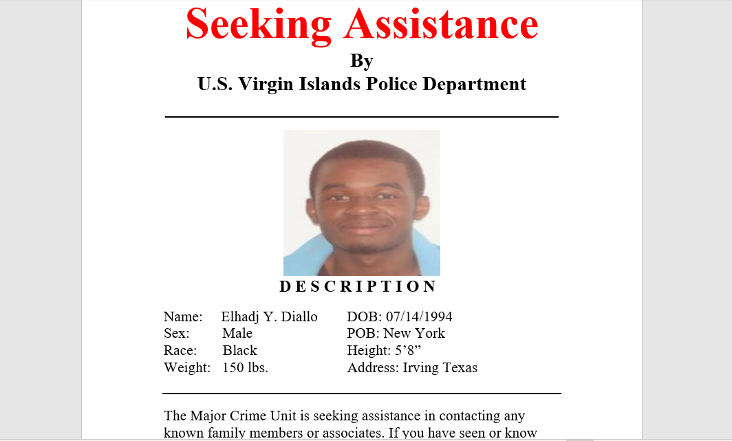 Police Need Your Help To Contact Relatives, Friends Of Elhadj Y. Diallo: VIPD