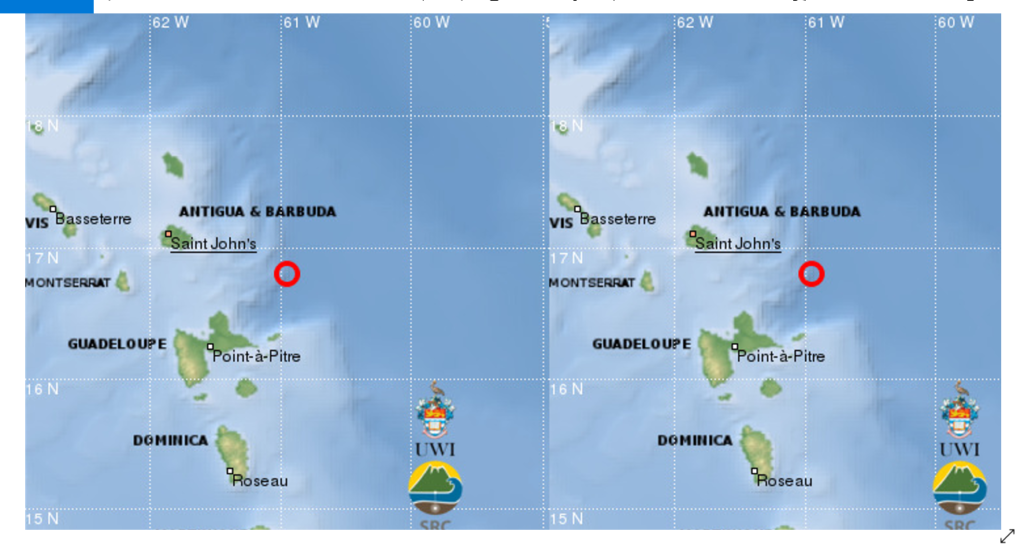 Moderate 4.5 Earthquake Recorded Between Antigua and Guadeloupe Today