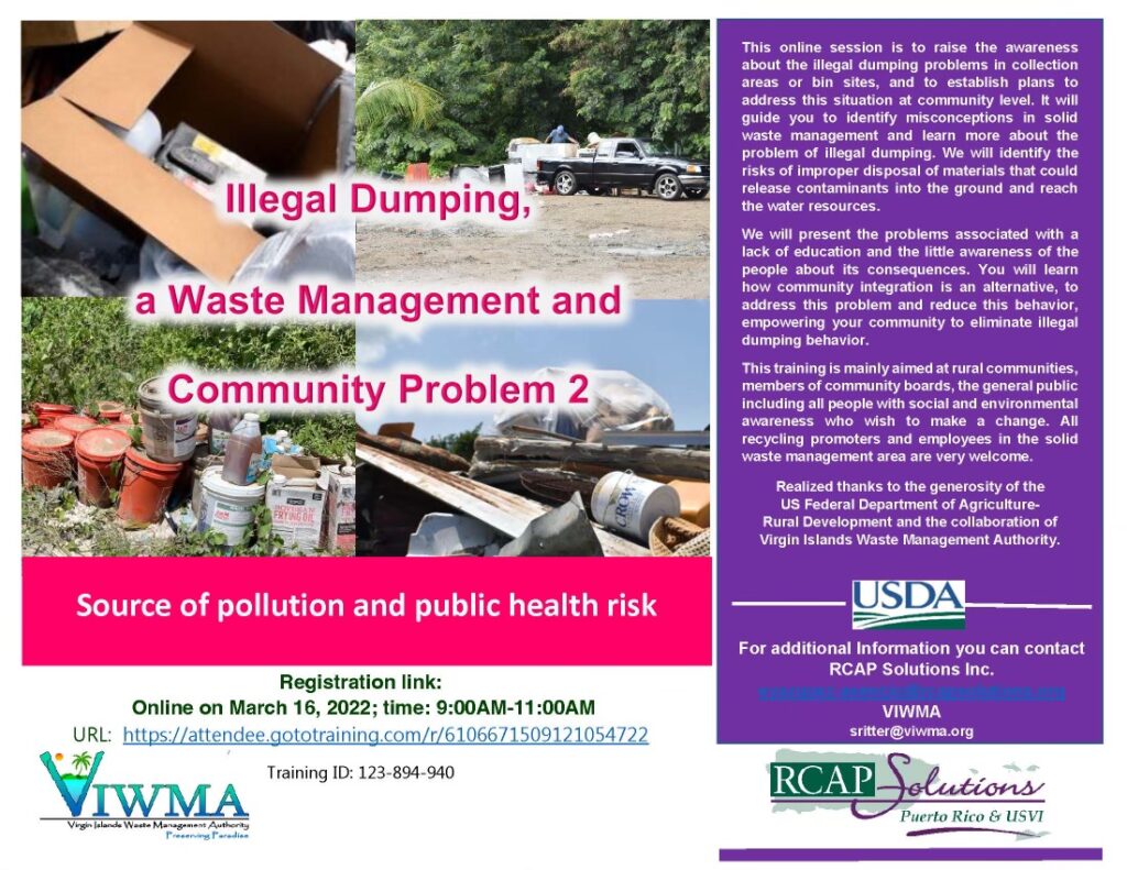 VIWMA Illegal Dumping Training Seminar To Take Place This Week