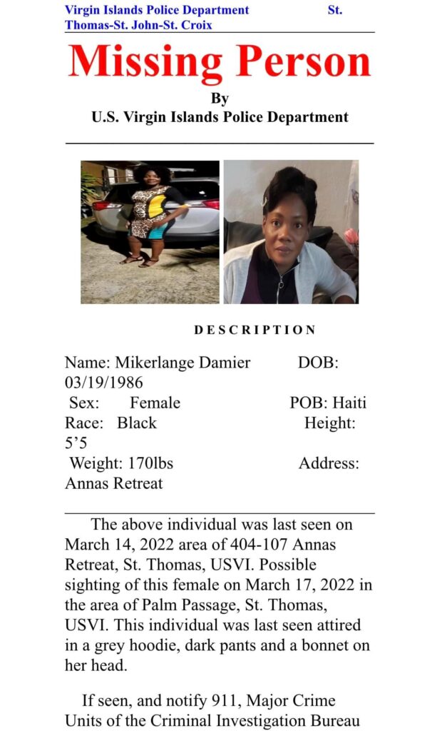 Haitian National Gone Since Monday On St. Thomas Still Missing On Her Birthday Today