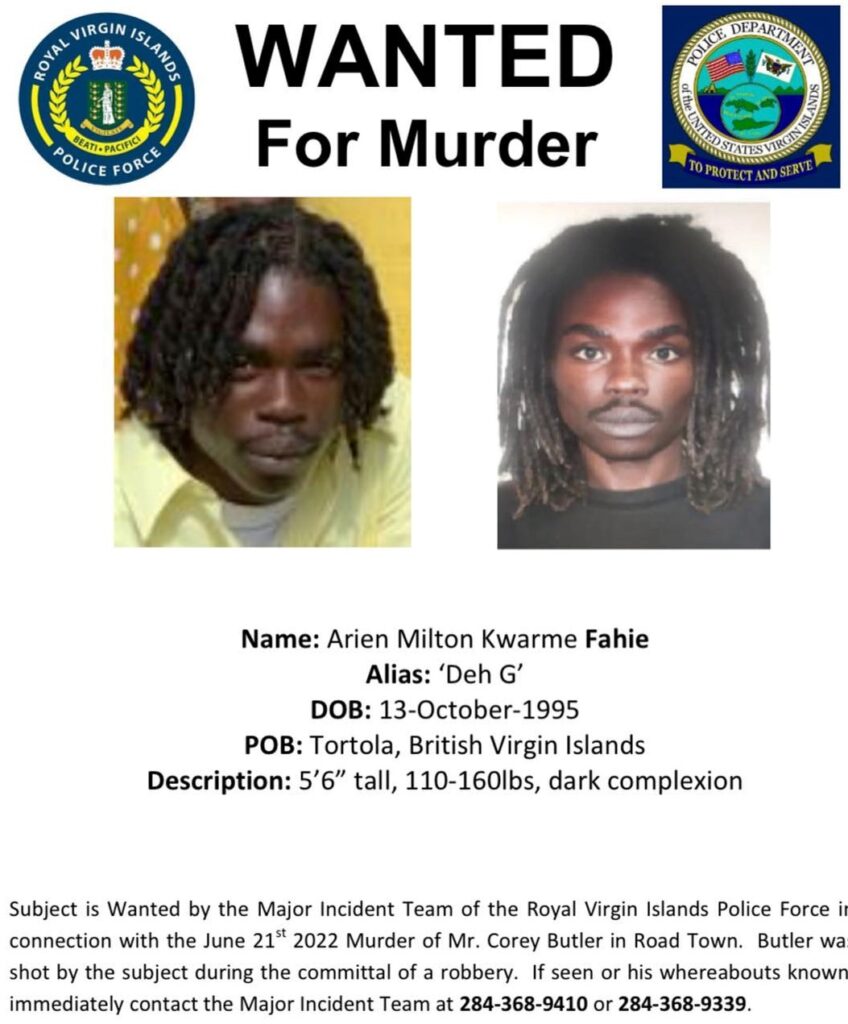 Police Believe BVI Murder Suspect Might Be Hiding Out In USVI