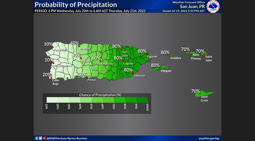 Puerto Rico and USVI Can Expect Showers and Thunderstorms By Tonight, NWS Says