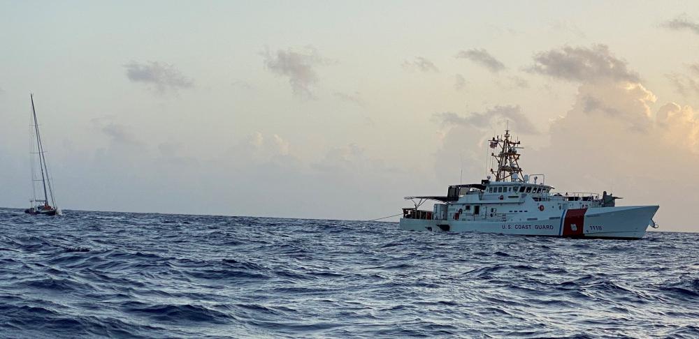 Coast Guard Crews Rescue 3 U.S. Mariners From Distressed Sailing Vessel In Atlantic Ocean