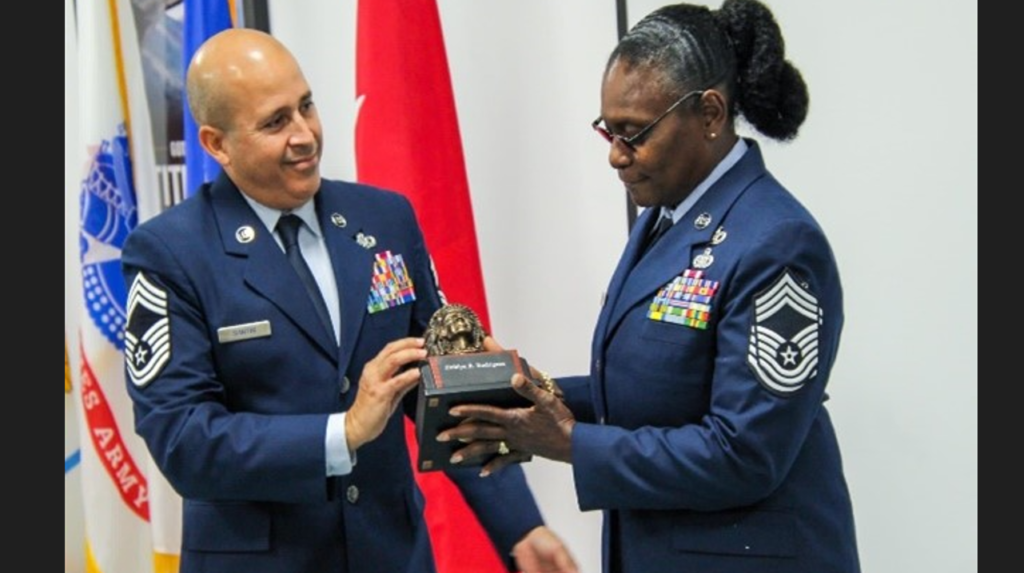 Rodriguez Promoted As The First Female Chief Master Sergeant Within The 285th Civil Engineering Squadron