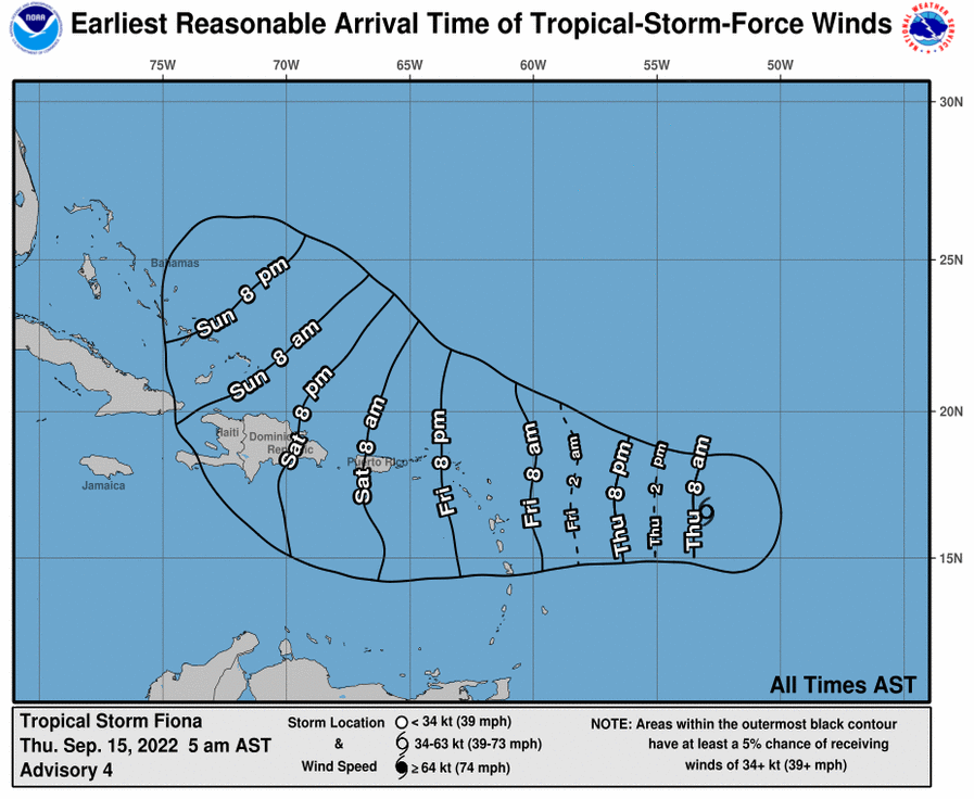 Port Condition For USVI and PR at X-Ray With Tropical Storm Fiona's Approach
