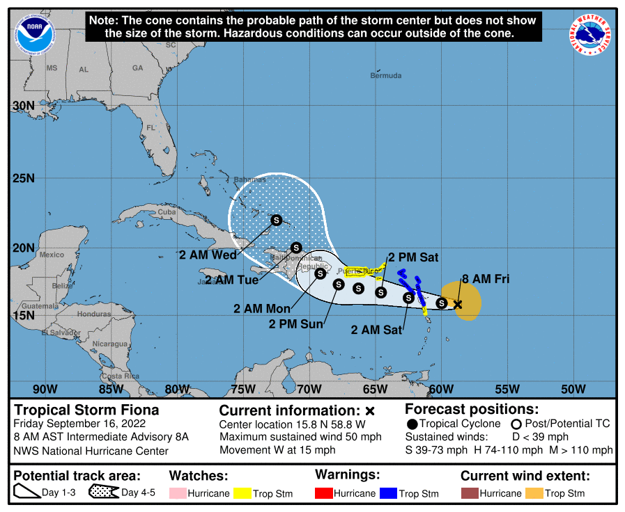 Port Condition Yankee Set For U.S. Virgin Islands and Puerto For Tropical Storm Fiona