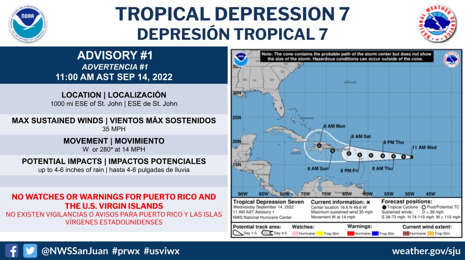 Tropical Depression Seven Expected To Bring Rain To USVI On Saturday Afternoon