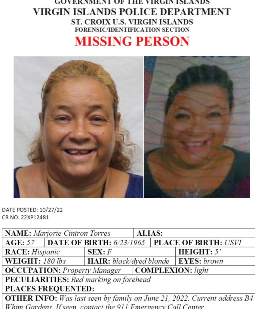 Help Police Find Marjorie Cintron Torres Who Has Been Missing On St. Croix For 4 Months