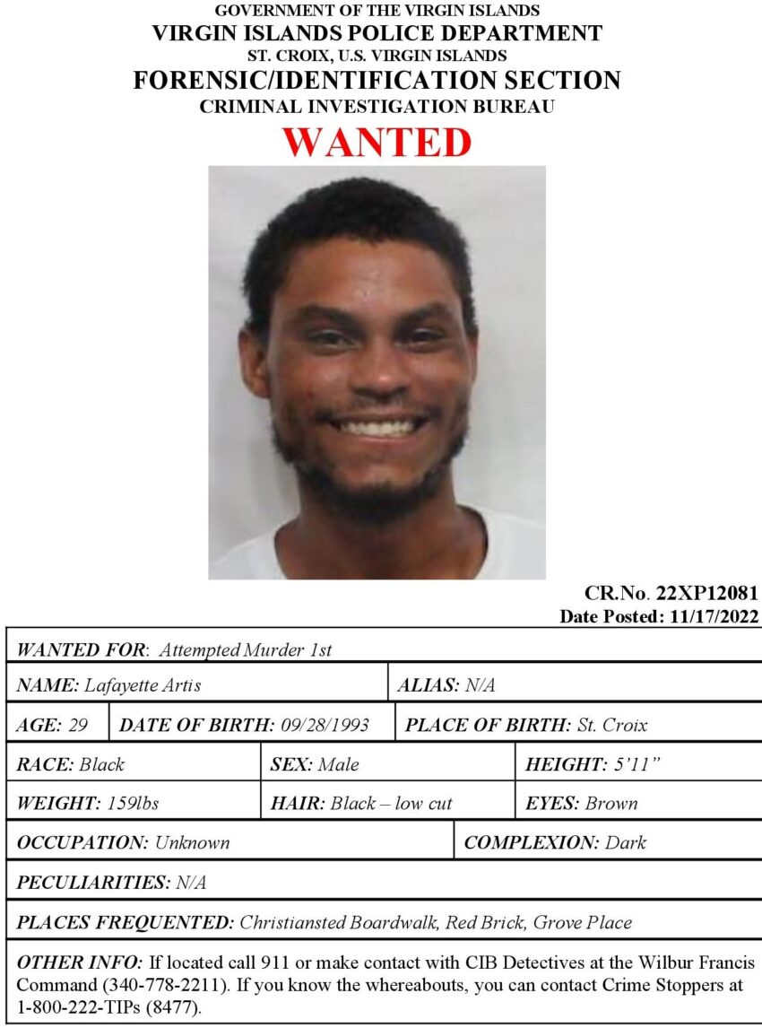 Help Police Find Attempted Murder Suspect Lafayette Artis On St Croix Virgin Islands Free Press 7818