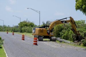 DPW Begins Cleanup From The Rains On The Melvin H. Evans Highway Today