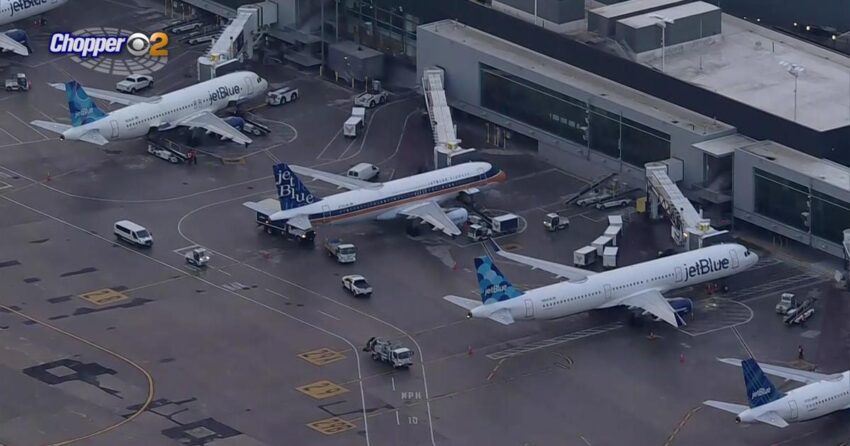 JetBlue Plane Headed For Puerto Rico Hits Empty Aircraft @ JFK Airport