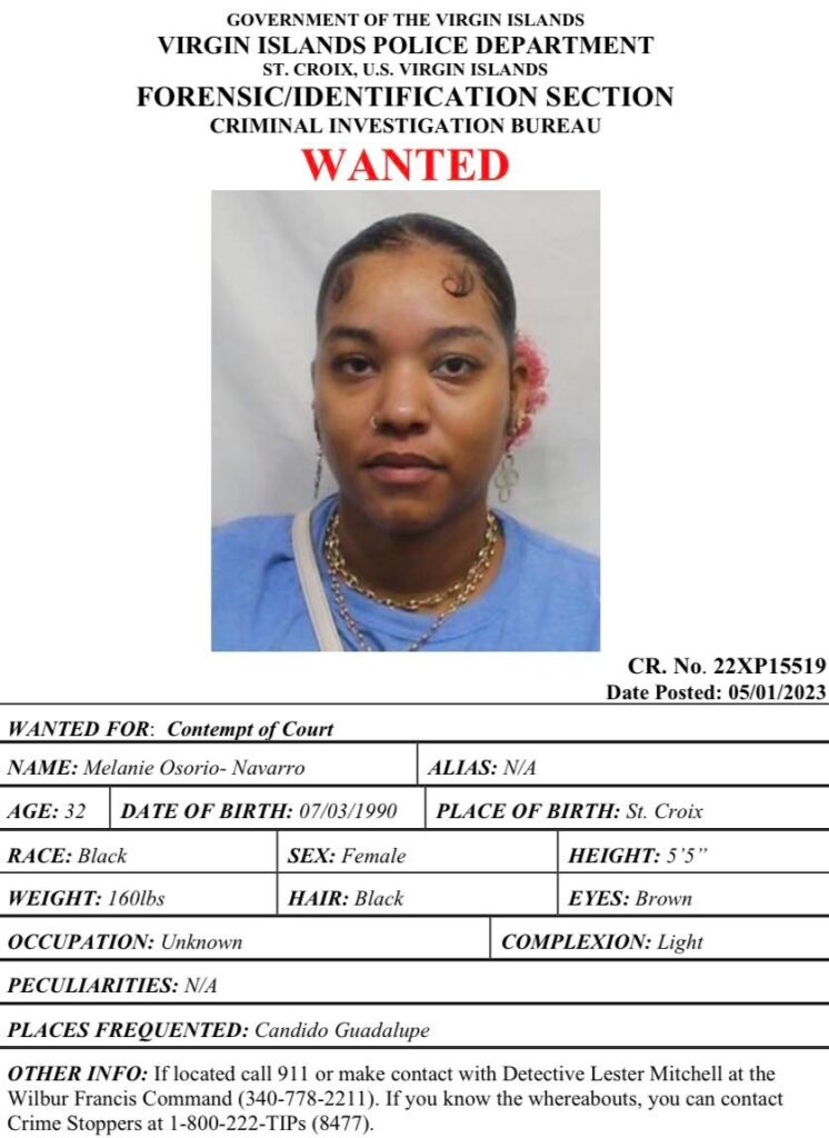 Help Police Find Melanie Osorio-Navarro Wanted For Contempt of Court On St. Croix