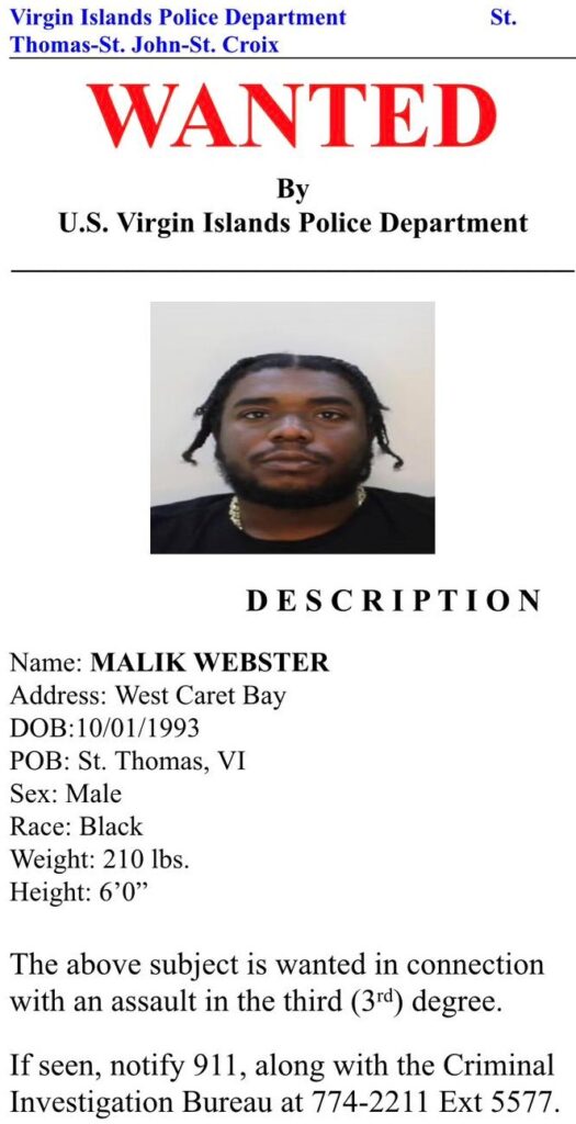 Help Police Find Malik Webster Wanted For Assault In St. Thomas