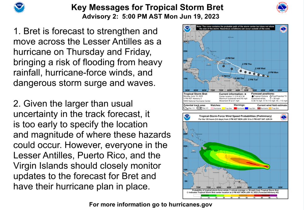 Tropical Storm Bret Forms, Could Pass Near USVI, Puerto Rico As Hurricane This Week