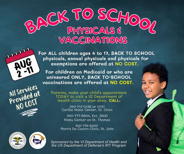 DOH Partners with DoD to Offer USVI Children No Cost Physicals and Vaccinations