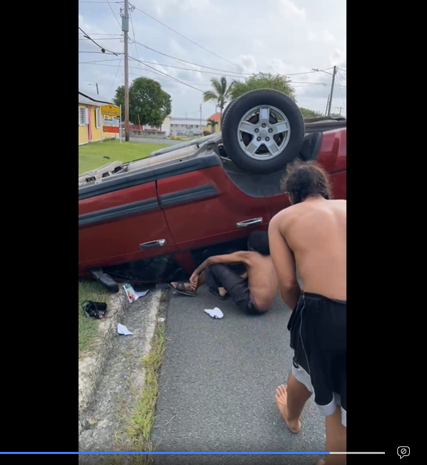 Four Good Samaritans Work To Free Elderly Woman Trapped In Overturned SUV