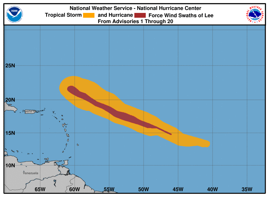 Rain and Marine Forecast As Hurricane Lee Passes to the North of USVI and Puerto Rico
