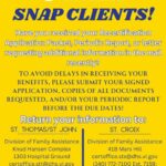 Important SNAP/CASH Documentation Deadline Looming in the USVI