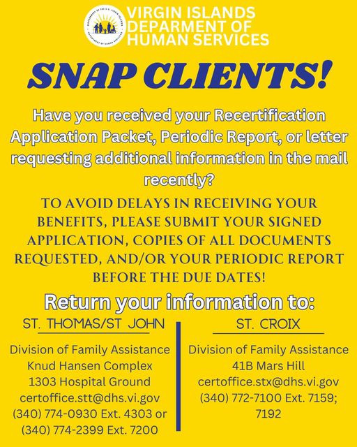 Important SNAP/CASH Documentation Deadline Looming in the USVI